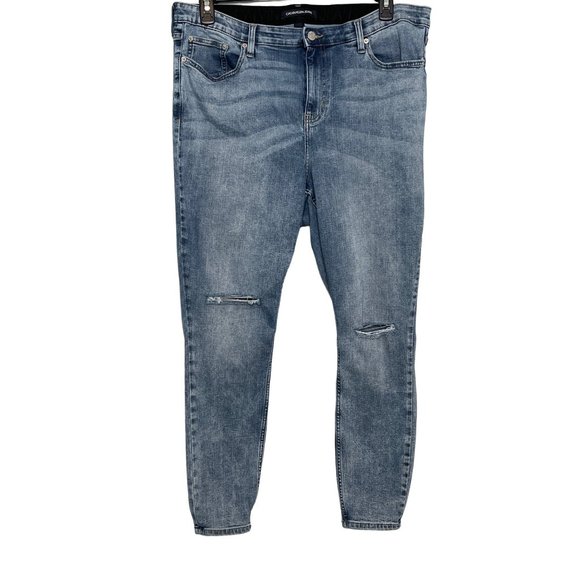 Calvin Klein Denim - Calvin Klein Jeans Womens Plus Size 18W High Rise Skinny Acid Wash Blue Stretch